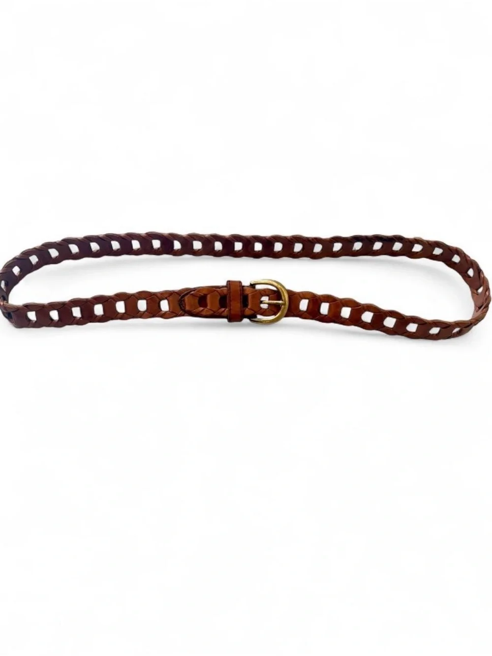 Vintage 90s Brown Leather Grommet Belt